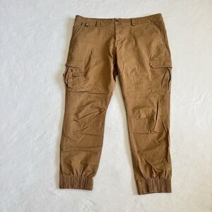 Fashion Nova Men Cargo Jogger Pants Brown Size 42 Stretch Cuffed